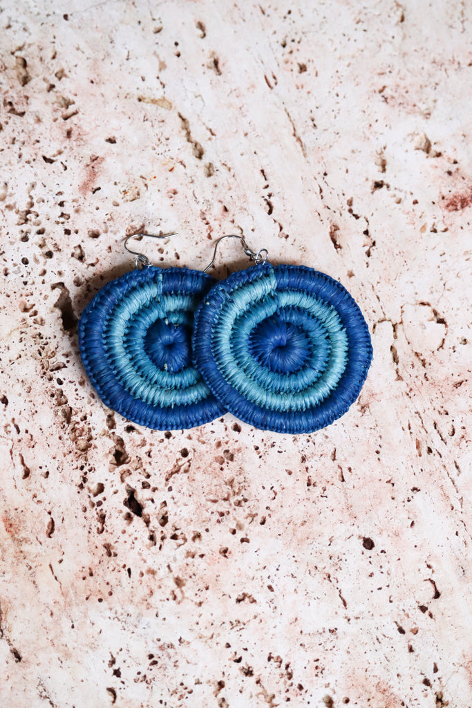 Ocean blue weave earrings - by Angie Davis