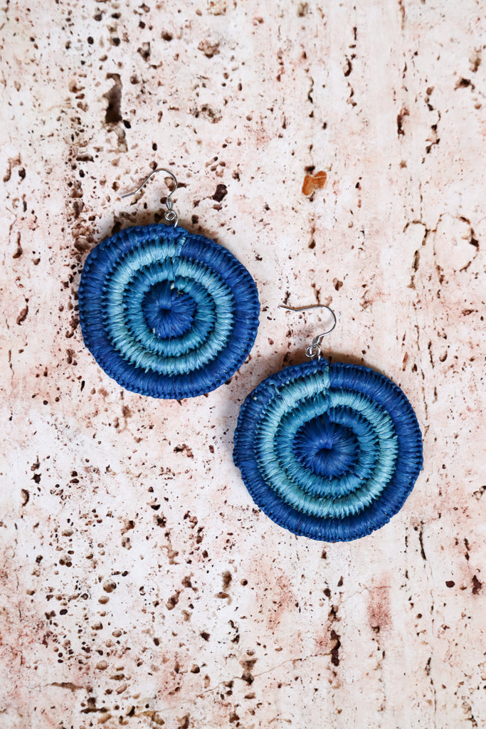 Ocean blue weave earrings - by Angie Davis