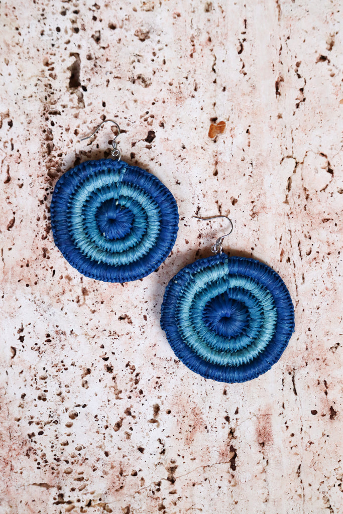 Ocean blue weave earrings - by Angie Davis