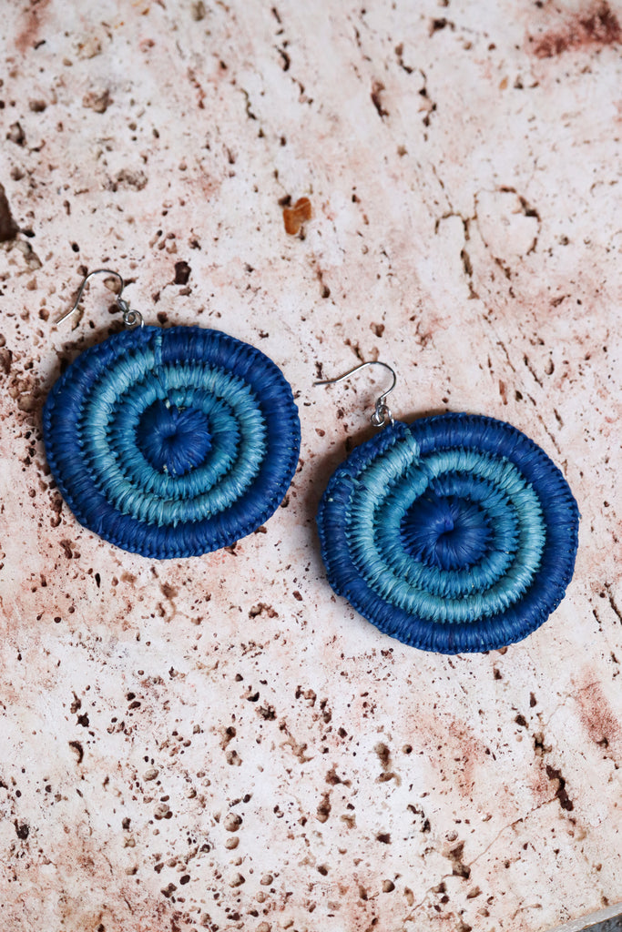 Ocean blue weave earrings - by Angie Davis