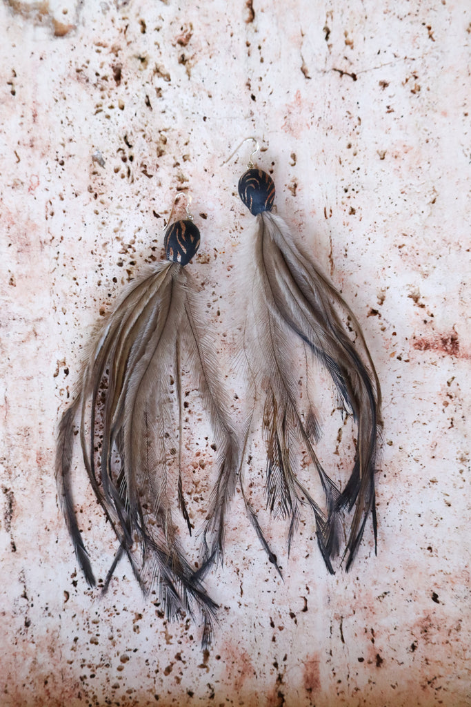 Gum nut + Emu Feather - Earrings