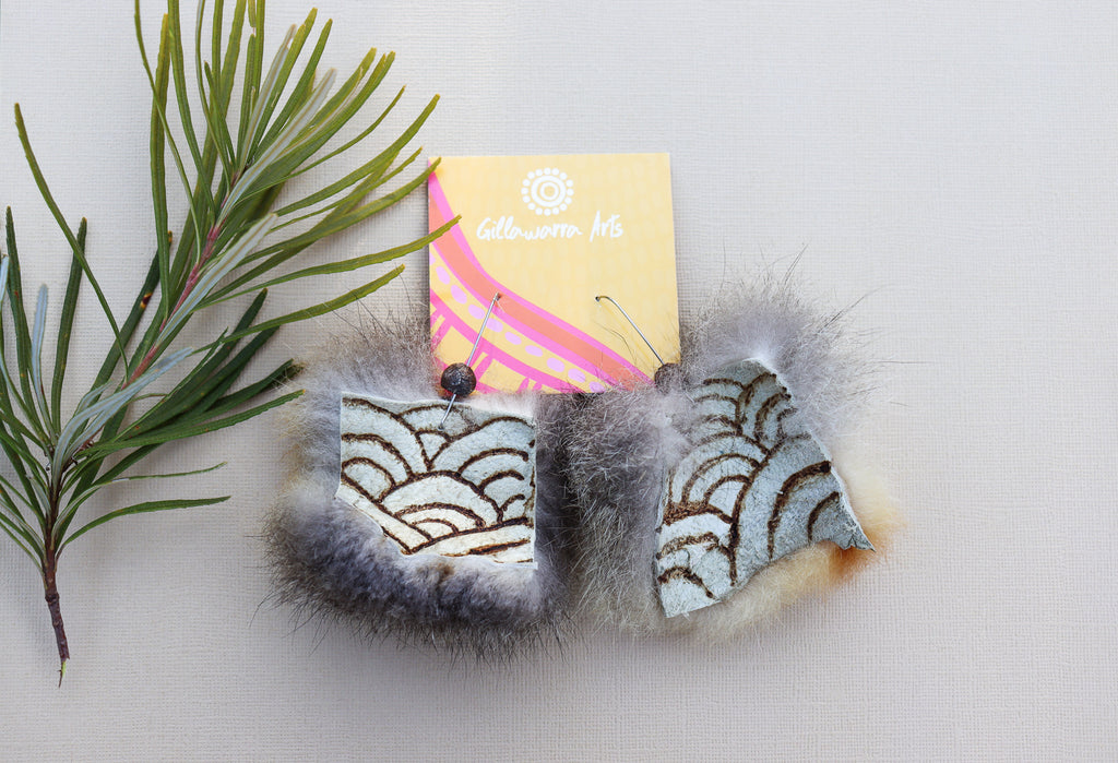 Burnt Possum fur - earrings