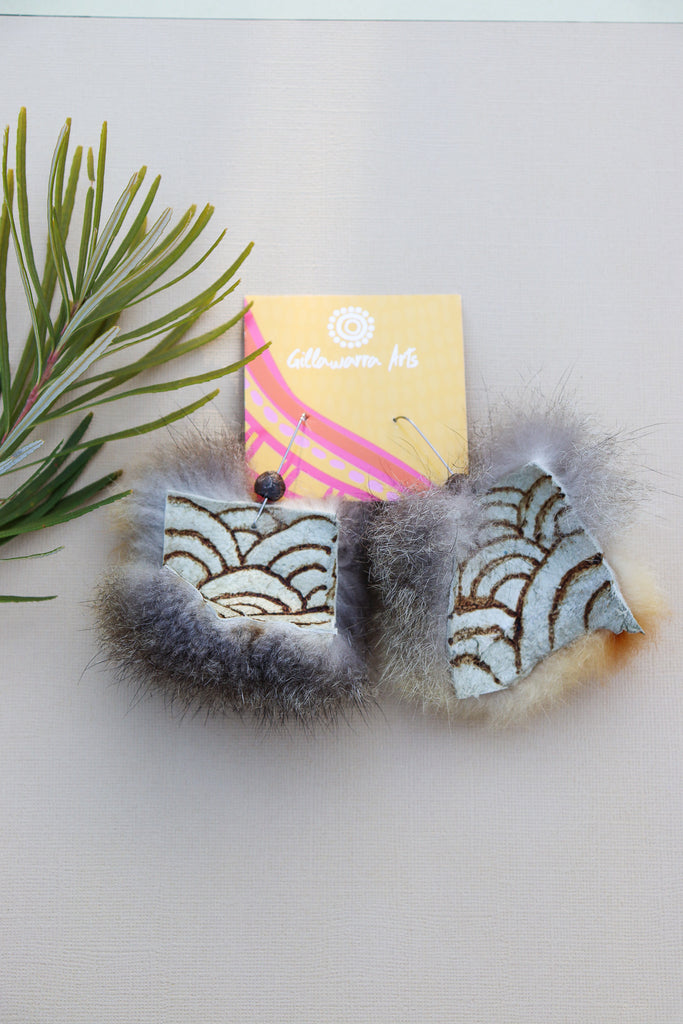 Burnt Possum fur - earrings